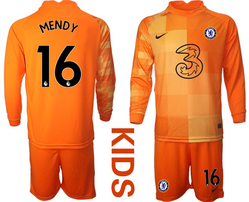 Youth 2021-2022 Club Chelsea Orange red goalkeeper long sleeve #16 Soccer Jersey